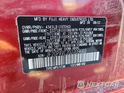 Zdjęcie 12 z 12 samochodu: 2013 SUBARU XV CROSSTREK 2.0 PREMIUM VIN:JF2GPAVC2D2209660 - miniatura
