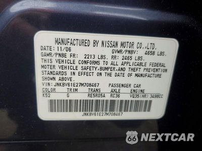 Zdjęcie 12 z 12 samochodu: 2007 INFINITI G35 BASE VIN:JNKBV61E27M708467 - miniatura