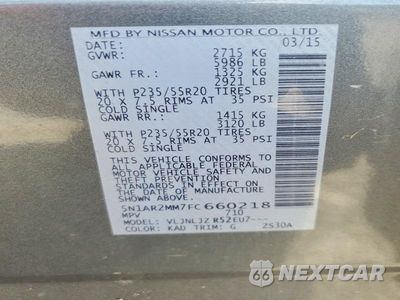 Zdjęcie 13 z 13 samochodu: 2015 NISSAN PATHFINDER S VIN:5N1AR2MM7FC660218 - miniatura