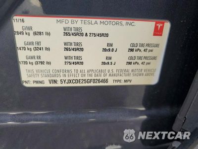 Zdjęcie 14 z 14 samochodu: 2016 TESLA MODEL X VIN:5YJXCDE25GF026466 - miniatura