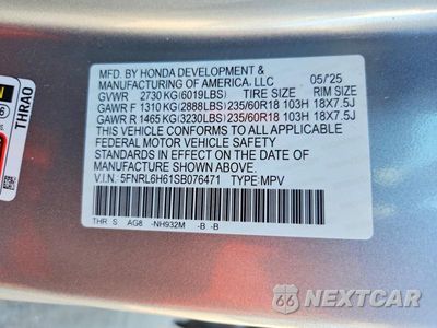 Zdjęcie 14 z 14 samochodu: 2025 HONDA ODYSSEY EXL VIN:5FNRL6H61SB076471 - miniatura