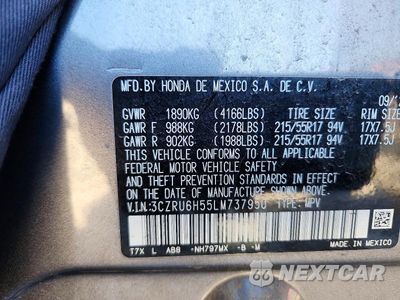 Zdjęcie 12 z 12 samochodu: 2020 HONDA HR-V EX VIN:3CZRU6H55LM737950 - miniatura
