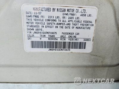 Zdjęcie 12 z 12 samochodu: 2007 INFINITI G35 BASE VIN:JNKBV61E97M719675 - miniatura