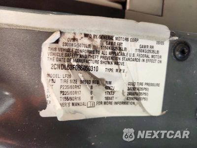 Zdjęcie 13 z 13 samochodu: 2006 CHEVROLET EQUINOX LT VIN:2CNDL63F066050310 - miniatura