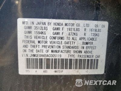 Zdjęcie 12 z 12 samochodu: 2010 HONDA FIT SPORT VIN:JHMGE8H49AC005119 - miniatura