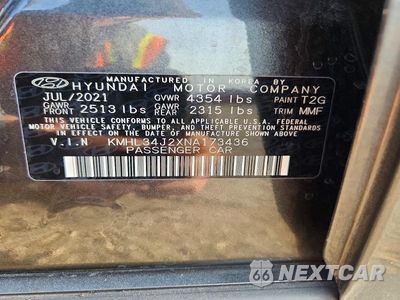 Zdjęcie 12 z 12 samochodu: 2022 HYUNDAI SONATA LIMITED VIN:KMHL34J2XNA173436 - miniatura