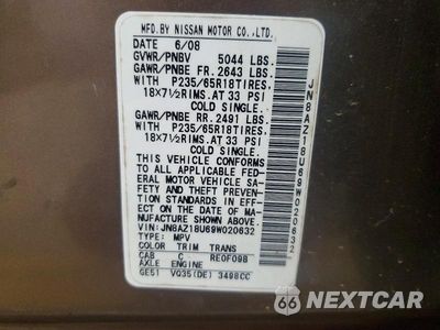 Zdjęcie 13 z 13 samochodu: 2009 NISSAN MURANO S VIN:JN8AZ18U69W020632 - miniatura