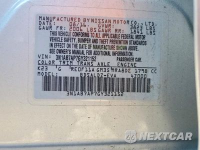 Zdjęcie 12 z 12 samochodu: 2016 NISSAN SENTRA SV VIN:3N1AB7AP7GY321152 - miniatura