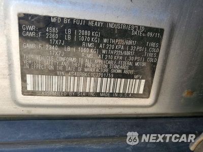 Zdjęcie 13 z 13 samochodu: 2012 SUBARU OUTBACK 2.5I LIMITED VIN:4S4BRBKC1C3201759 - miniatura