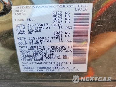 Zdjęcie 13 z 13 samochodu: 2016 NISSAN ROGUE SV VIN:5N1AT2MV8GC919293 - miniatura