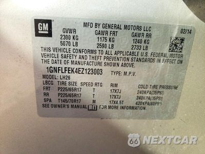 Zdjęcie 13 z 13 samochodu: 2014 CHEVROLET EQUINOX LT VIN:1GNFLFEK4EZ123003 - miniatura