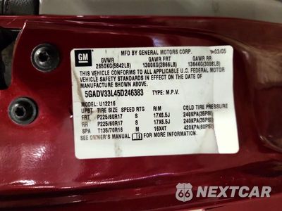 Zdjęcie 14 z 14 samochodu: 2005 BUICK TERRAZA CXL VIN:5GADV33L45D246383 - miniatura