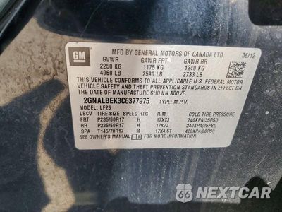Zdjęcie 13 z 13 samochodu: 2012 CHEVROLET EQUINOX LS VIN:2GNALBEK3C6377975 - miniatura