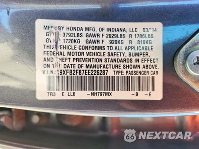Zdjęcie 13 z 13 samochodu: 2014 HONDA CIVIC EX VIN:19XFB2F87EE226287 - miniatura