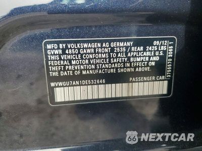 Zdjęcie 12 z 12 samochodu: 2013 VOLKSWAGEN CC VR6 4MOTION VIN:WVWGU7AN1DE532646 - miniatura