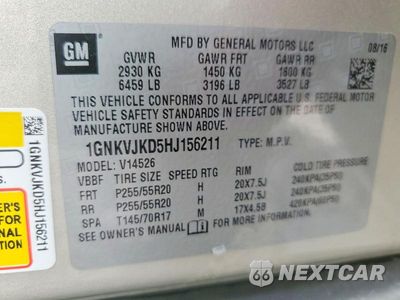 Zdjęcie 13 z 13 samochodu: 2017 CHEVROLET TRAVERSE PREMIER VIN:1GNKVJKD5HJ156211 - miniatura