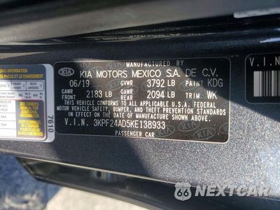 Zdjęcie 12 z 12 samochodu: 2019 KIA FORTE LXS VIN:3KPF24AD5KE138933 - miniatura