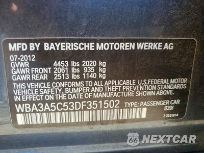 Zdjęcie 12 z 12 samochodu: 2013 BMW 328 I VIN:WBA3A5C53DF351502 - miniatura