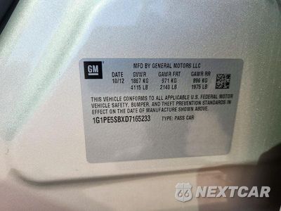 Zdjęcie 12 z 12 samochodu: 2013 CHEVROLET CRUZE LT VIN:1G1PE5SBXD7165233 - miniatura