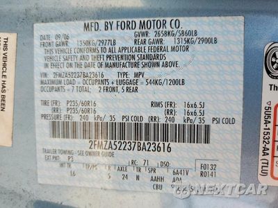 Zdjęcie 13 z 13 samochodu: 2007 FORD FREESTAR SEL VIN:2FMZA52237BA23616 - miniatura