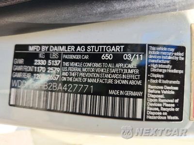 Zdjęcie 12 z 12 samochodu: 2011 MERCEDES-BENZ E 350 4MATIC VIN:WDDHF8HB2BA427771 - miniatura