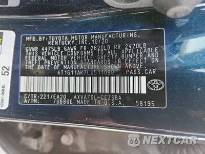 Zdjęcie 12 z 12 samochodu: 2020 TOYOTA CAMRY SE VIN:4T1G11AK7LU511098 - miniatura