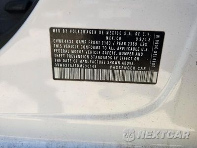 Zdjęcie 13 z 13 samochodu: 2013 VOLKSWAGEN JETTA HYBRID VIN:3VW637AJ7DM230149 - miniatura