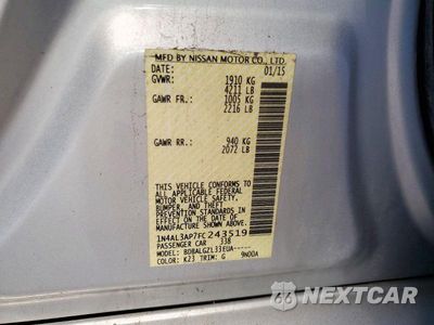 Zdjęcie 12 z 12 samochodu: 2015 NISSAN ALTIMA 2.5 S VIN:1N4AL3AP7FC243519 - miniatura