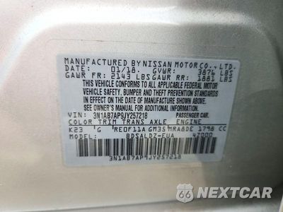 Zdjęcie 13 z 13 samochodu: 2018 NISSAN SENTRA SV VIN:3N1AB7AP9JY257218 - miniatura