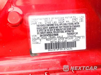 Zdjęcie 12 z 12 samochodu: 2013 NISSAN VERSA 1.6 S VIN:3N1CN7AP3DL876656 - miniatura
