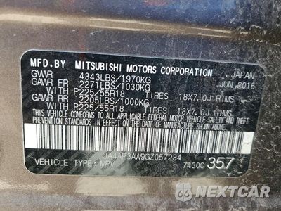 Zdjęcie 13 z 13 samochodu: 2016 MITSUBISHI OUTLANDER SPORT ES VIN:JA4AP3AW9GZ057284 - miniatura