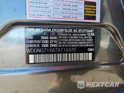 Zdjęcie 12 z 12 samochodu: 2007 MERCEDES-BENZ S 550 VIN:WDDNG71X87A116370 - miniatura