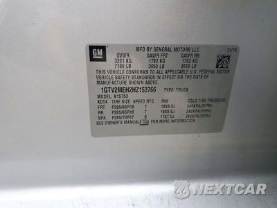 Zdjęcie 13 z 13 samochodu: 2017 GMC SIERRA K1500 SLE VIN:1GTV2MEH2HZ153766 - miniatura
