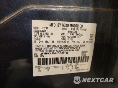 Zdjęcie 13 z 13 samochodu: 2019 FORD EDGE SEL VIN:2FMPK4J94KBB37100 - miniatura