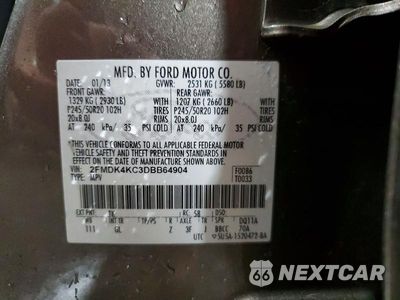 Zdjęcie 13 z 13 samochodu: 2013 FORD EDGE LIMITED VIN:2FMDK4KC3DBB64904 - miniatura