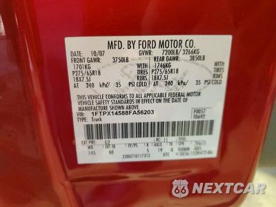 Zdjęcie 12 z 12 samochodu: 2008 FORD F150 VIN:1FTPX14588FA56203 - miniatura