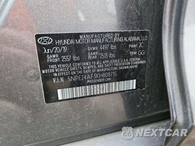 Zdjęcie 12 z 12 samochodu: 2019 HYUNDAI SONATA SE VIN:5NPE24AF3KH808715 - miniatura
