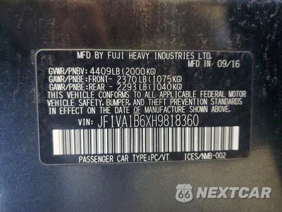 Zdjęcie 12 z 12 samochodu: 2017 SUBARU WRX VIN:JF1VA1B6XH9818360 - miniatura