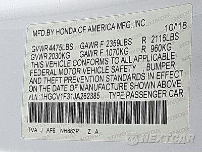 Zdjęcie 12 z 13 samochodu: 2018 HONDA ACCORD SPORT VIN:1HGCV1F31JA262385 - miniatura