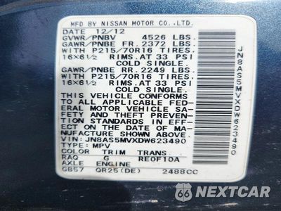 Zdjęcie 13 z 13 samochodu: 2013 NISSAN ROGUE S VIN:JN8AS5MVXDW623490 - miniatura