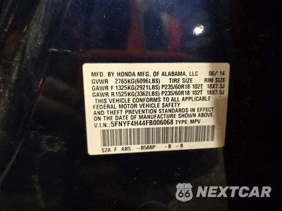 Zdjęcie 12 z 12 samochodu: 2015 HONDA PILOT EX VIN:5FNYF4H44FB006068 - miniatura