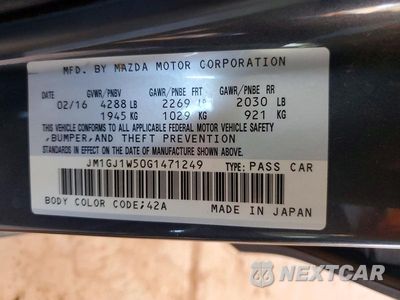 Zdjęcie 12 z 12 samochodu: 2016 MAZDA 6 GRAND TOURING VIN:JM1GJ1W50G1471249 - miniatura