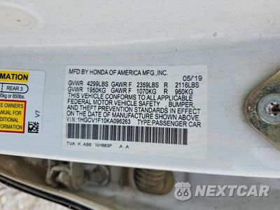 Zdjęcie 12 z 12 samochodu: 2019 HONDA ACCORD LX VIN:1HGCV1F10KA096263 - miniatura