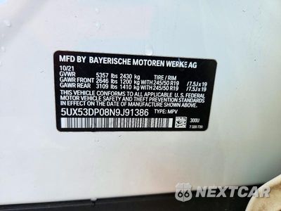 Zdjęcie 12 z 12 samochodu: 2022 BMW X3 XDRIVE30I VIN:5UX53DP08N9J91386 - miniatura