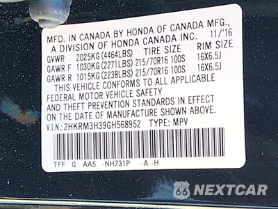 Zdjęcie 13 z 13 samochodu: 2016 HONDA CR-V LX VIN:2HKRM3H39GH568952 - miniatura