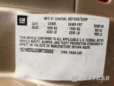 Zdjęcie 12 z 12 samochodu: 2003 CHEVROLET MALIBU VIN:1G1ND52J33M738992 - miniatura