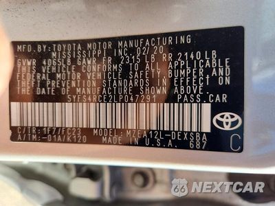 Zdjęcie 12 z 12 samochodu: 2020 TOYOTA COROLLA SE VIN:5YFS4RCE2LP047291 - miniatura