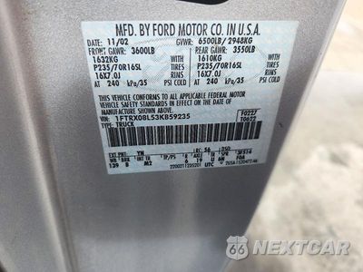 Zdjęcie 12 z 12 samochodu: 2003 FORD F150 VIN:1FTRX08L53KB59235 - miniatura