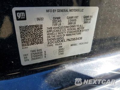 Zdjęcie 12 z 12 samochodu: 2022 CHEVROLET SILVERADO K1500 HIGH COUNTRY VIN:1GCUDJEL7NZ553438 - miniatura