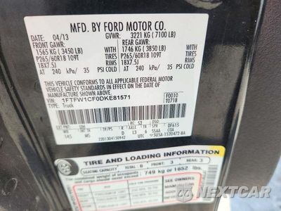 Zdjęcie 13 z 13 samochodu: 2013 FORD F150 SUPERCREW VIN:1FTFW1CF0DKE81571 - miniatura